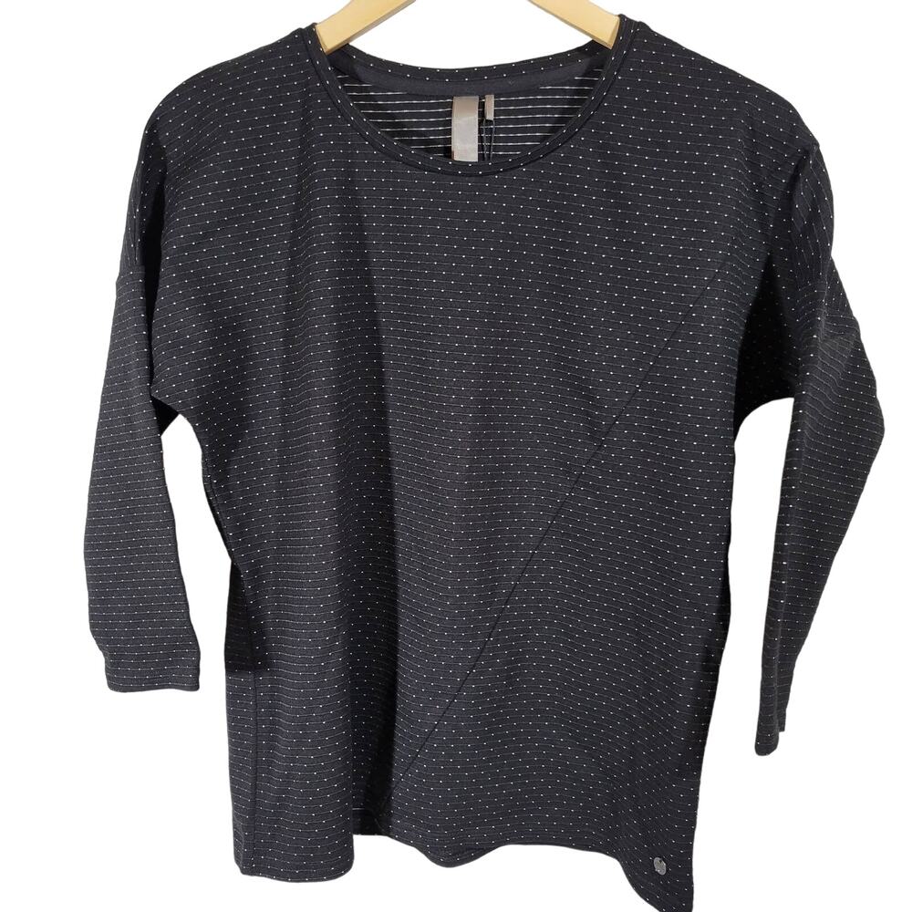 POOOLS Women's Black Polka Dot Striped Long Sleeve‎ Casual Top Size Medium